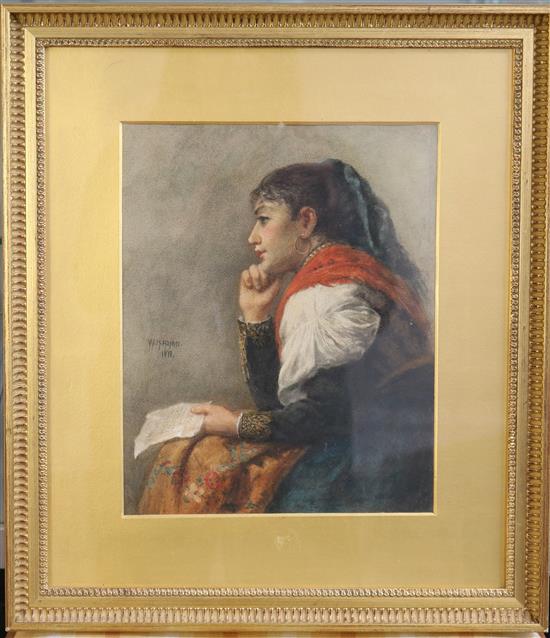 William Henry Haines (1812-1884) Portrait of a gypsy woman and a man peeling an apple 10.5 x 8.5in. and 10 x 8in.